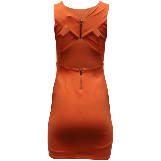 Alice + Olivia Tali Sleeveless Dress Orange XS 4