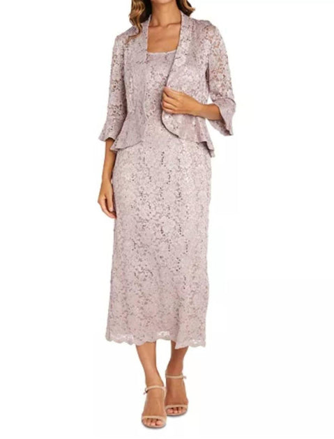 R & M Richards Sequin Lace Two-Piece Jacket Dress Multi US 12 2