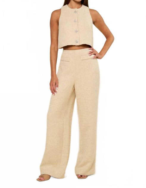 lalavon Tweed Vest and Pants Set Beige Small 3