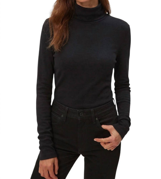 Michael Stars Jolene Supima Turtleneck Top Black One Size 2
