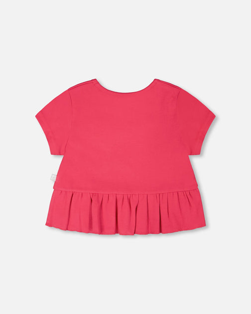 Deux par Deux Rib Crop T-Shirt Pink US 6 3