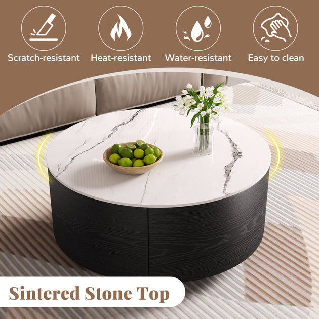 Streamdale Modern Round Coffee Table White 4