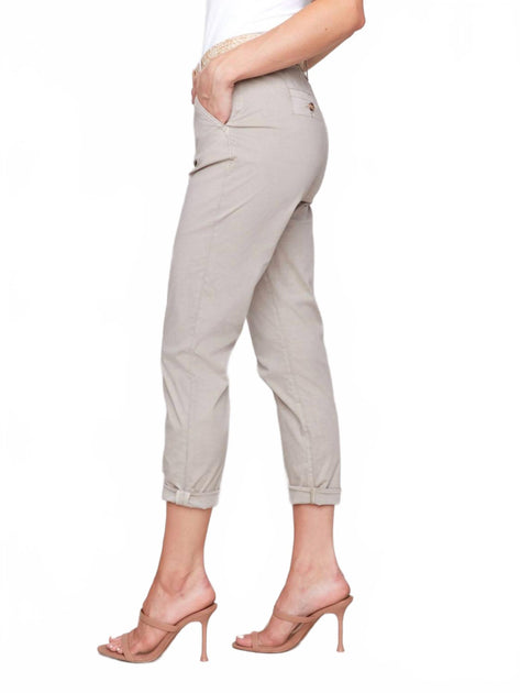 Charlie B Slim Pant Leg Pants With Belt Beige US 12 3