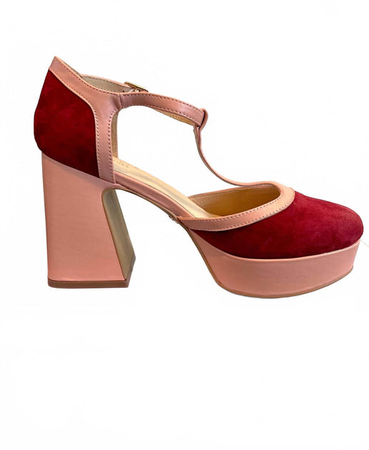 Cecelia New York Novice Platform T-Strap Heels Red US 8.5 2