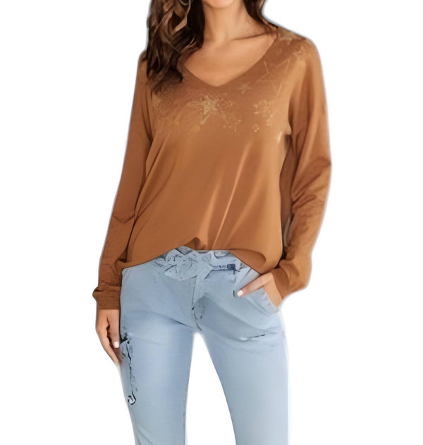 Venti6 Star Studded Sweater Brown One Size 2