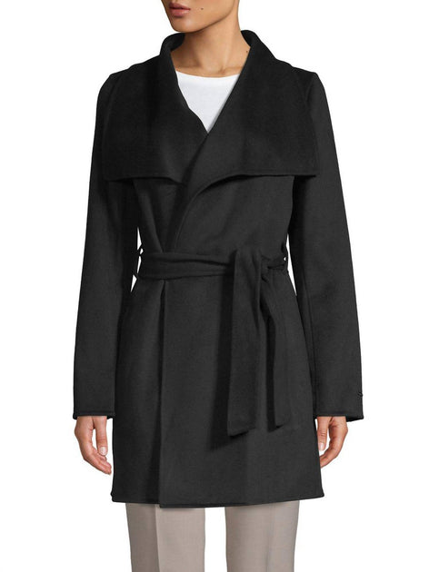 T Tahari Ella Woll-Wickelmantel Schwarz XSmall 2