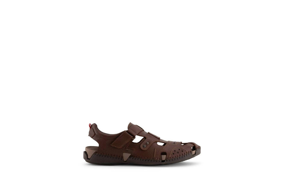 Andrea Men's Velcro Closure Leather Sandal Brown US 9 2