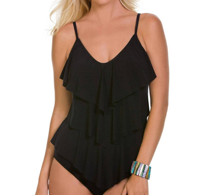Magicsuit Rita Triple Tier Tankini Top Black US 8 2