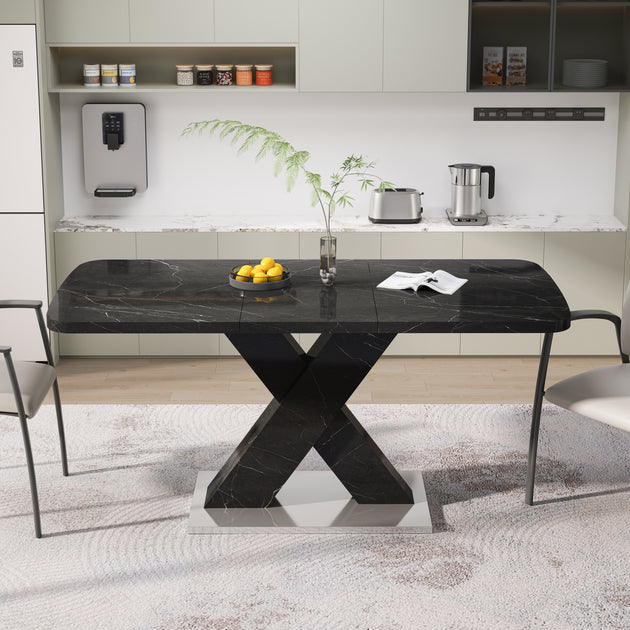 Streamdale Square Marble Top Dining Table Black 3