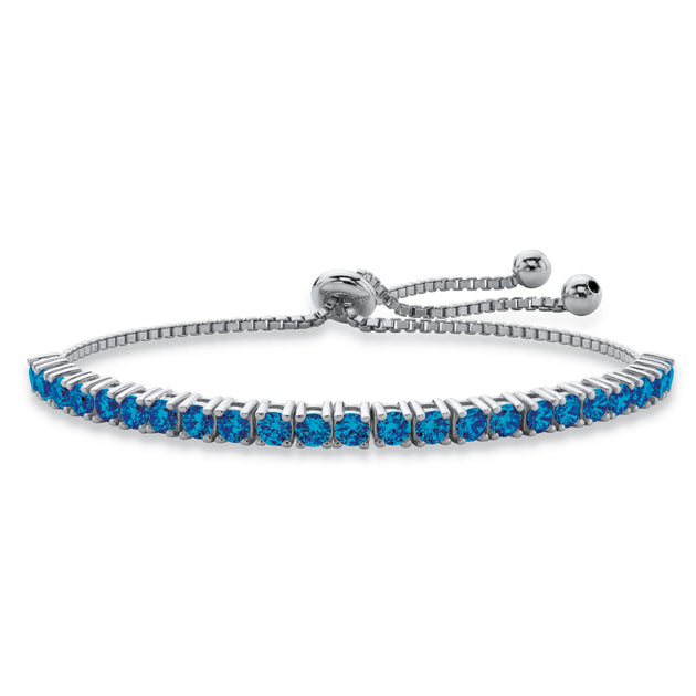 Palm Silver Tone Strand Simulated Birthstone Tennis Bracelet Red One Size 2