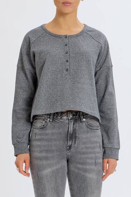 SOMETHING NAVY Henley Sweatshirt 2