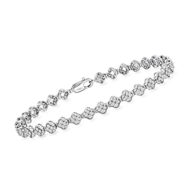 Ross-Simons Diamond Clover Cluster Bracelet Silver 2