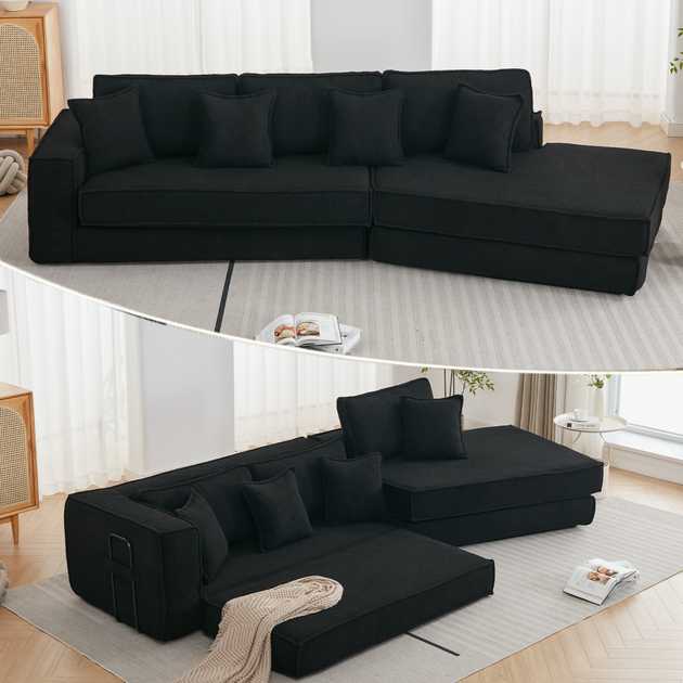 Streamdale Furniture Folding Sleeper Sofa Bed Black 2