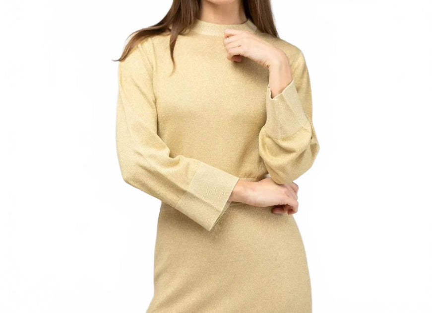 Beau & Ro Shimmer Crewneck Top Beige Large 2