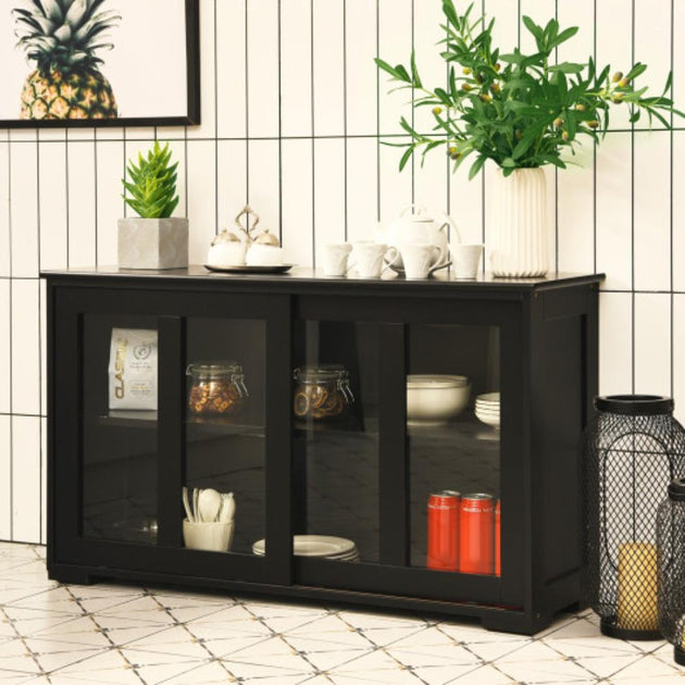 Hivvago Kitchen Storage Cabinet Black 2
