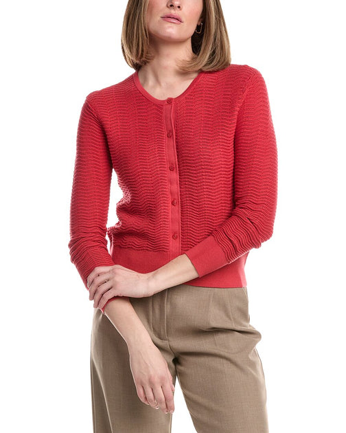 Brooks Brothers Pointelle Cropped Cardigan Rot Medium 2
