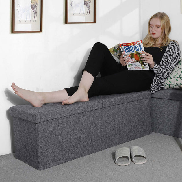 Hivvago ULSF77K Folding Storage Ottoman Bench Dark Gray 5