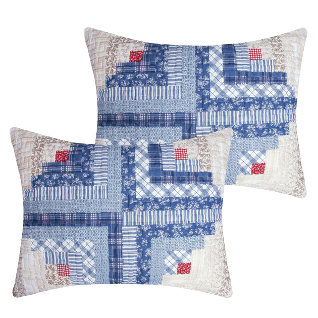 BreeBe Cottage Cabin Pillow Sham Standard Blue 2