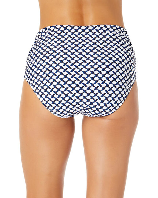 Anne Cole Hi Waist Shirred Bottom Blue Small 3