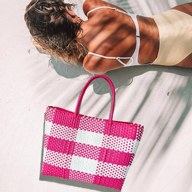 FASHNZFAB Sac à Main Tissé à Carreaux Rouge Taille Unique 2