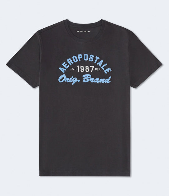 Aeropostale 1987 Applique Graphic Tee Black Medium 2