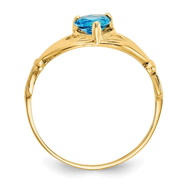 Diamond2Deal Cubic Zirconia Claddagh Ring Yellow Gold Blue US 7 3