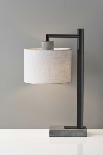 Lampe De Table MÃ©tallique Grise 23" Hivvago Avec Abat-Jour Empire Blanc 3