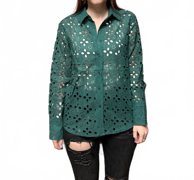 BluIvy Jackie Button Down Top Green Small 2
