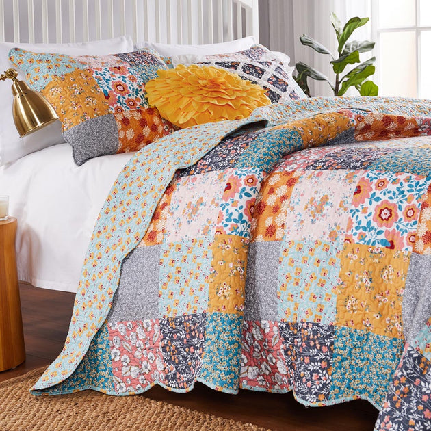 Ensemble Couvre-lit BreeBe Carlie Calico Patches 3 Pièces Double/Queen 3