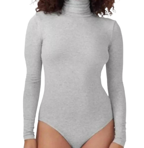 American Apparel Cropped Top Bodysuit Long Sleeves Grey Small 2