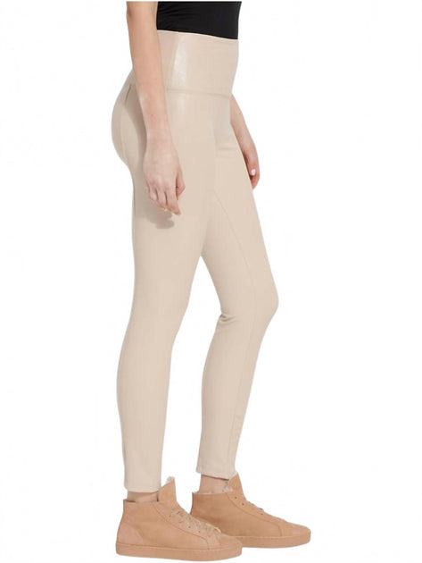 Lysse Textured Leather Leggings Beige XLarge 4