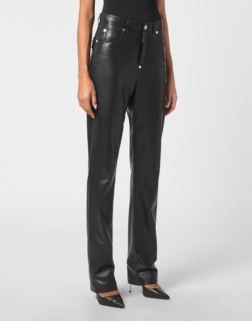Philipp Plein Leather Trousers Long Black Large 5