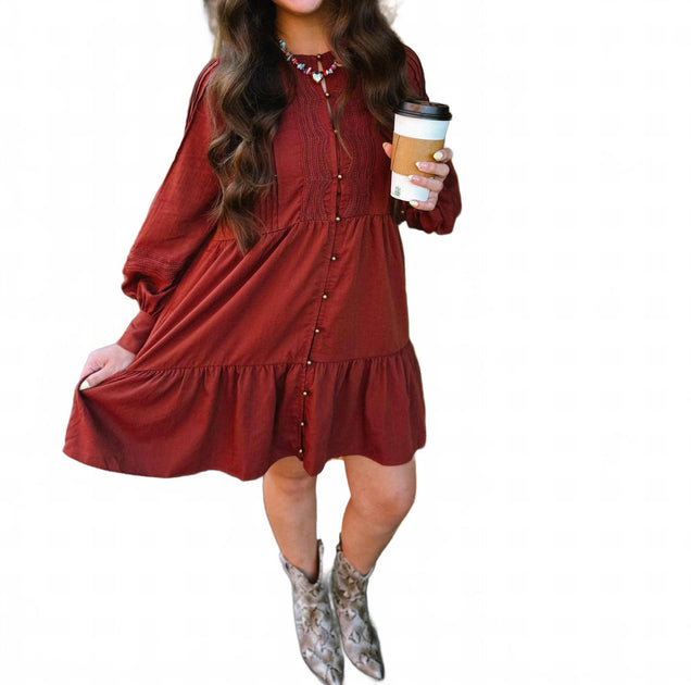 entro Honey Brick Mini Dress Red Large 2