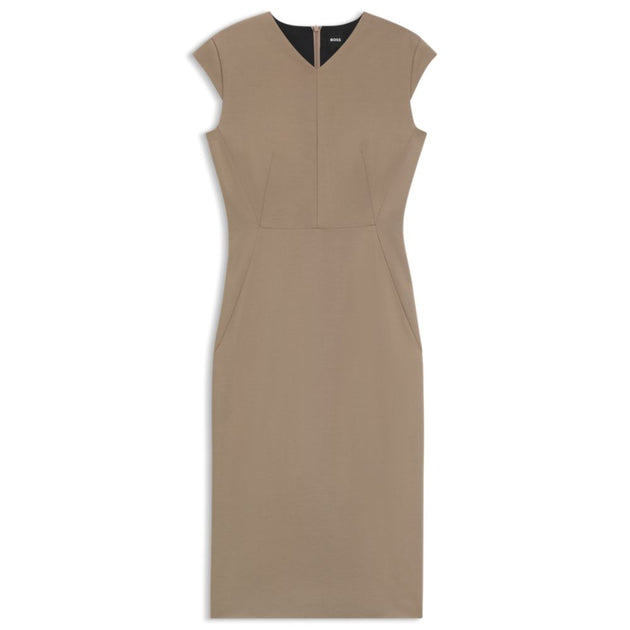 Boss Cap-sleeve Dress Beige US 6 2