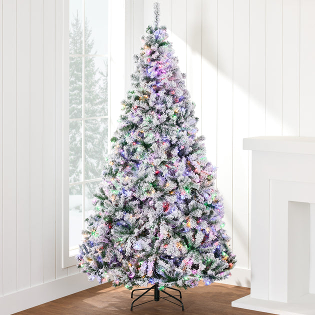 Best Choice Products Pre-Lit Flocked Christmas Tree Green 7.5ft 2