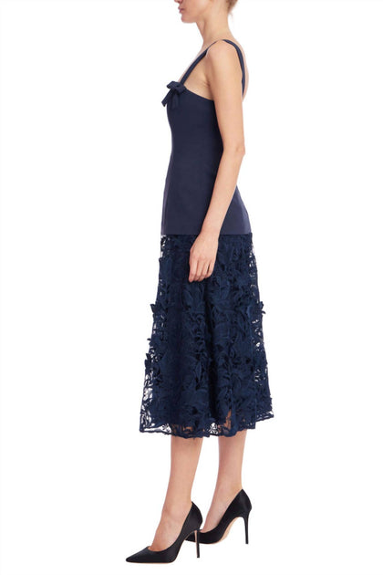 Badgley Mischka Combo Midi Dress Blue US 6 3