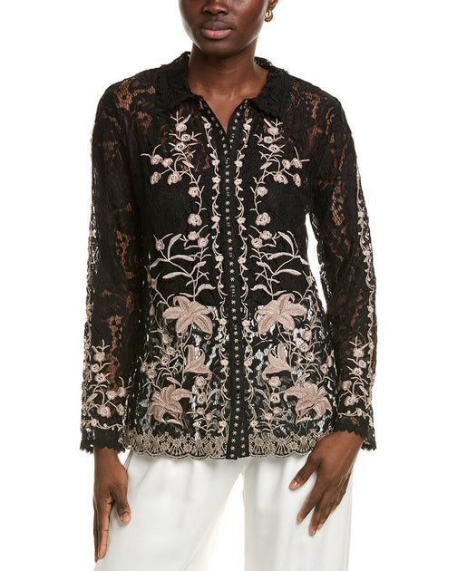 Johnny Was Veronne Lace Slip Blouse