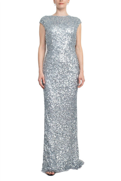 Primavera Sequined Maxi Dress Silver US 10 2