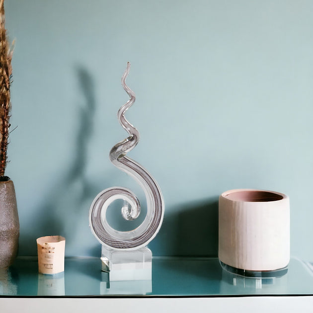 Hivvago Abstract Tabletop Sculpture Clear/Brown 20in 3