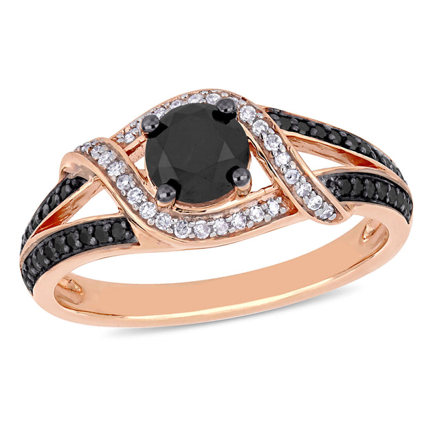 Mimi & Max Asteria 1ct Diamond Engagement Ring Rose Gold Black US 10 2