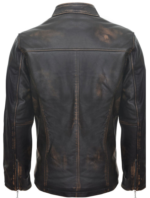 Infinity Sarajevo Mens Leather Biker Jacket Black XL 4