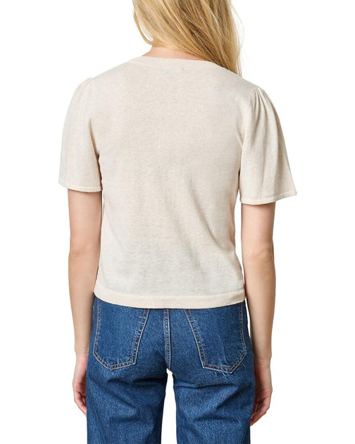 Lilla P V-Neck Linen-Blend Sweater Beige Small 3