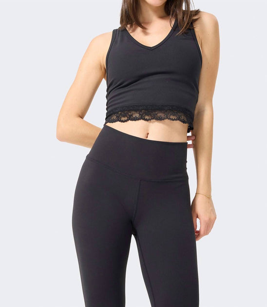 Terez Lace Trim Crop Top Black XSmall 2