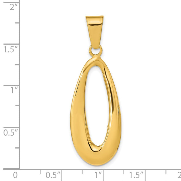 Diamond2Deal Hollow Oval Pendant Yellow Gold 4