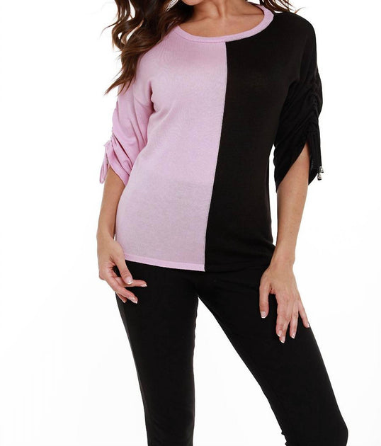 Angel Two Tone Gathered Sleeve Top Pink XSmall 2