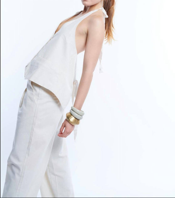 Botany Backless Linen Top Beige Large 4