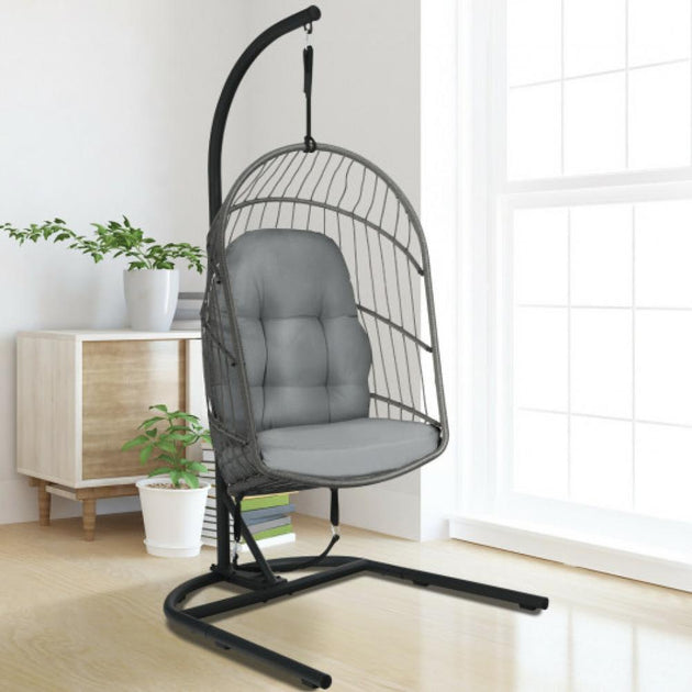 Hivvago Hanging Wicker Egg Chair Gray 2