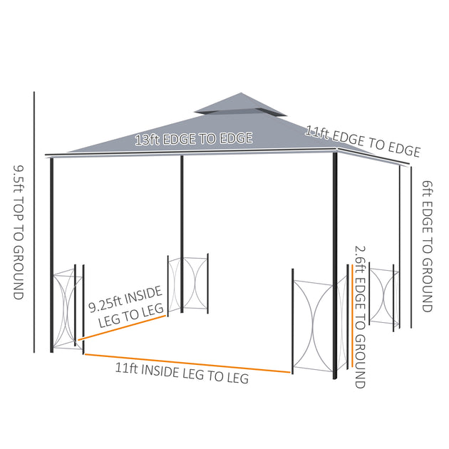 Hivvago Garden & Patio 13' x 11' Gazebo Gray 4