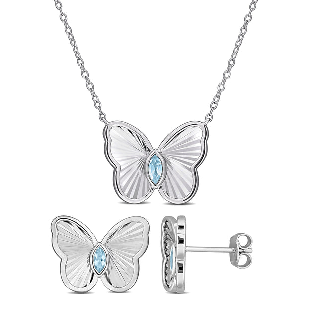 Mimi & Max Butterfly Jewelry Set Sterling Silver Blue 2