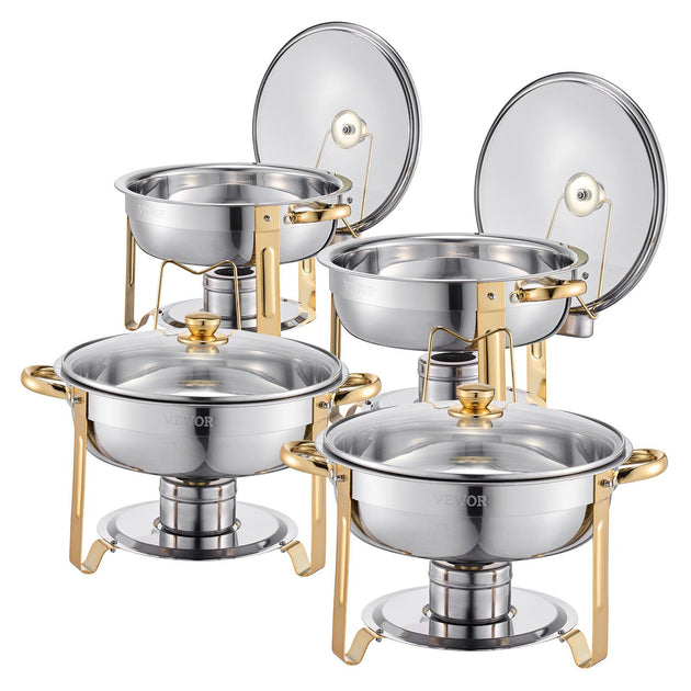 VEVOR Round Chafing Dish Buffet Set Gold 5 Qt 4